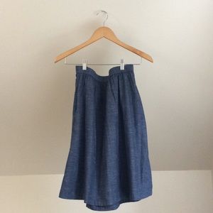 GAP Chambray Blue Cotton Skirt With Pockets